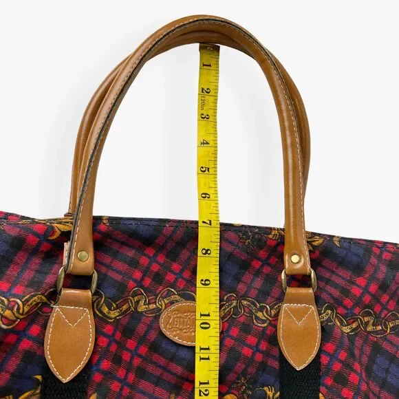 Gitano Y2K Duffel Travel Bag 90s Plaid Tapestry Canvas Tote Cottage Retro Chic - Picture 12 of 13